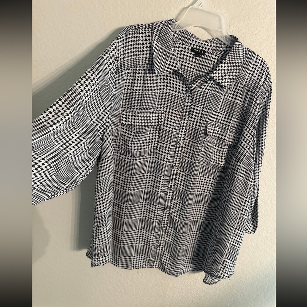 Torrid Black and White Gingham Blouse